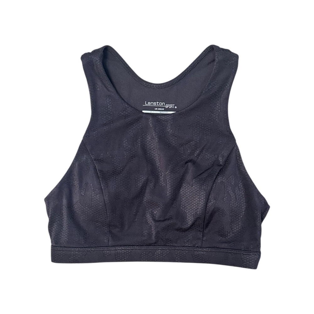 LANSTON Sport Black Women's High Neck Sports Bra Size Small NWOT $112 MSRP